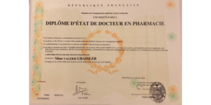 diplome de pharmacienne de Valérie Morel